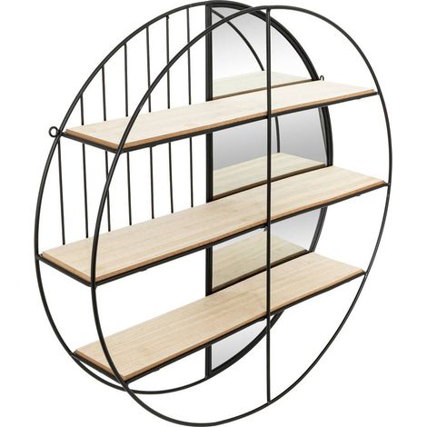 Estante de pared con espejo Zina Metal negro D56cm - Atmosphera créateur d'intérieur