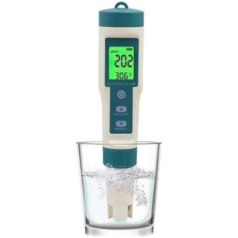 PH Mètre électronique Piscine 8 en 1,Testeur PH/TDS/SALT/SG/ORP/EC/TEMP/H2,Testeur de qualité de l'eau pour pour Eau Piscine, Spa, Aquarium, Eau Potable, Hydroponie (1/4)
