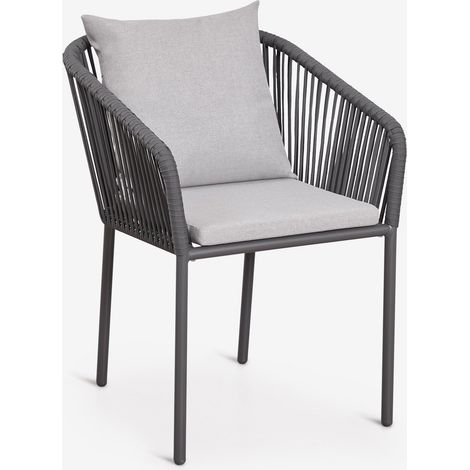 Set di 4 sedie da giardino con braccioli in corda intrecciata Arhiza Classic SKLUM