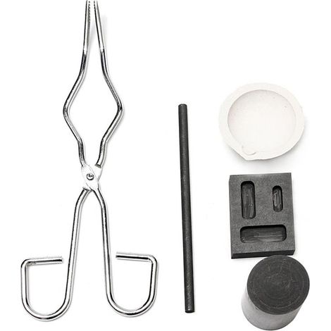 Kit de fonderie en graphite 5 pièces pour le traitement des métaux précieux (or, argent, etc.), idéal pour la fusion et le raffinage de l'or et de l'argent. Comprend un creuset en graphite pour expéri (1/5)