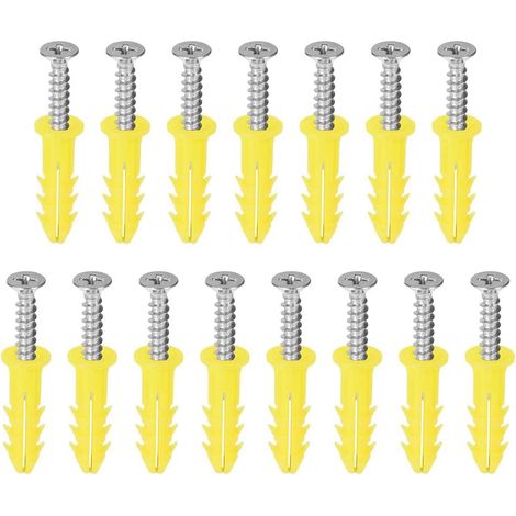 6x25mm Plastique Expansion Tube pour Cloison sèche avec Vis Jaune 15Pcs (1/4)