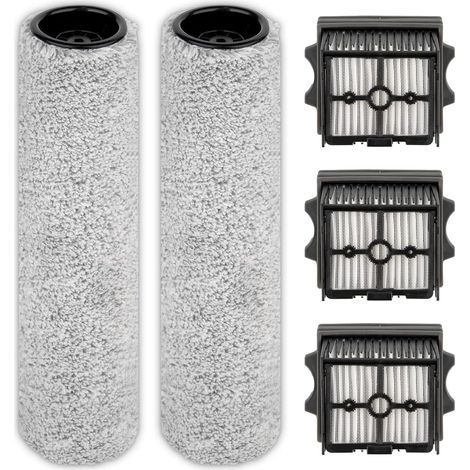 5 Pièces - Rouleau Brosse - Filtre HEPA - Nettoyage Sol Dur - Aspiration Humide Compatible Tineco Floor One S9 Artist Pro Gris 25x5cm (1/5)