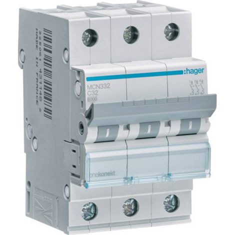 Hager MCN332 Interruttore 32A 3 Fasi Grigio