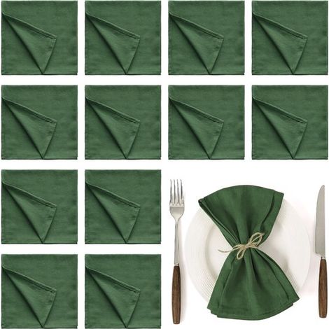 Servilletas suaves de mezcla de lino, Paquete de 12, Servilletas de tela, Mezcla de algodón y lino, Marrón café, 30 x 30 cm (1/5)