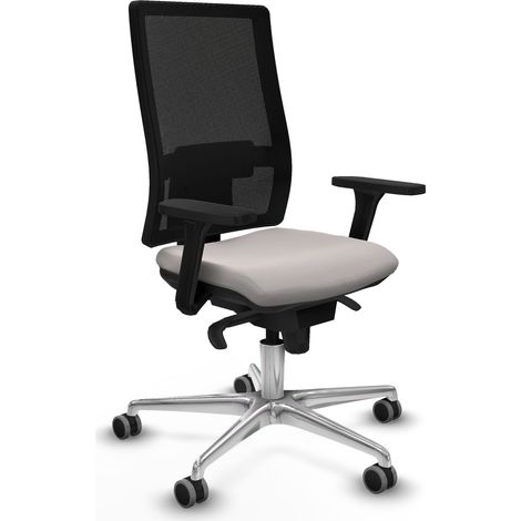 Horna sincro malla negra similpiel blanco brazos 3D base aluminio  ruedas 65mm engomadas (1/5)