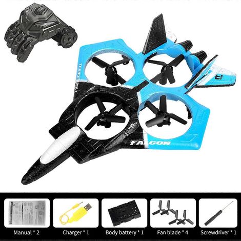 Ferngesteuertes Flugzeug, 2,4-GHz-Elektro-Schaumstoffflugzeug mit LED-Beleuchtung und 360°-Flips, Spielzeugflugzeug-Geschenk