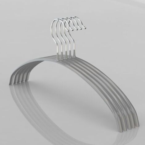 (40×20×2cm)Lot de 10, 40 cm, Argent,Gain de Place, Arrondi, idéal pour Les T-Shirts et Les Pull-Overs, Crochets Rotatifs à 360°, Revêtement Antidérapant (1/4)
