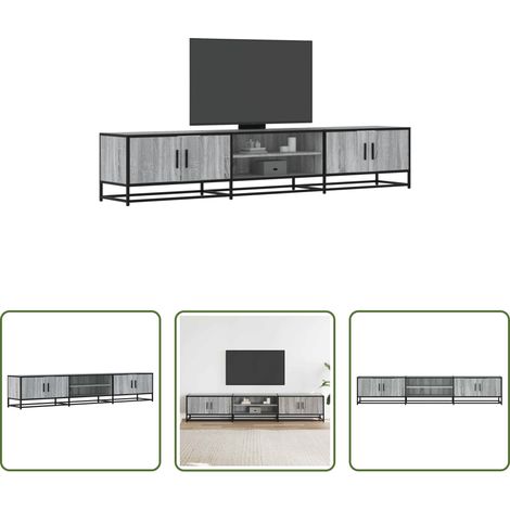vidaXL Meuble tv avec rangement - Meuble TV sonoma gris 210x35x41 cm bois d'ingénierie (1/5)