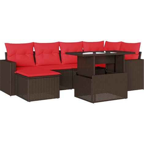 7-teiliges Gartensofa-Set mit Kissen, braun, Polyrattan vidaXL (1/5)