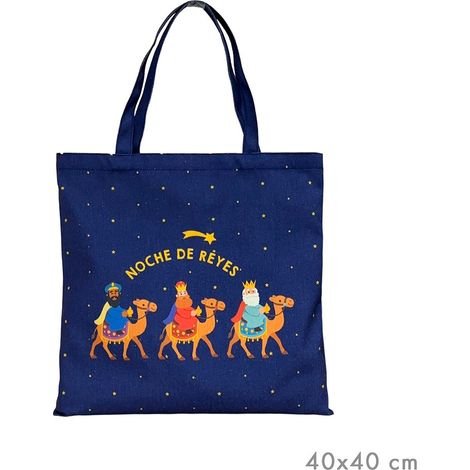 Bolsa azul de tela noche de reyes magos 40 x 40 cm