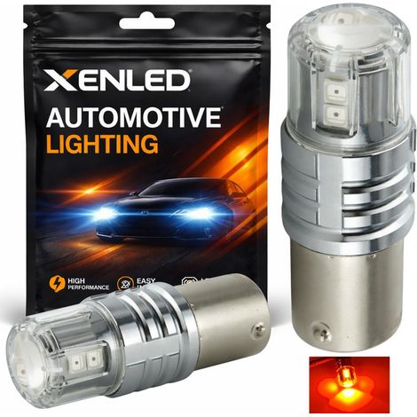 2x AMPOULES PR21/5W 12-LED ROUGE Super Canbus 350Lms XENLED 21W - PALLADIUM - BAW15D (1/5)