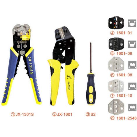 JX-D 5301 Ratschen-Crimpzange, Abisolier- und Crimpzange für Kabel, Elektroreparaturset, integrierter Drahtschneider, ergonomischer Griff, für den professionellen Einsatz und Heimwerker. (1/5)