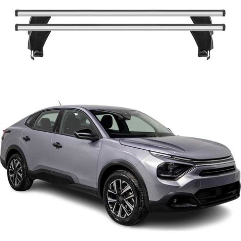 OMAC Barres de toit transversales en aluminium pour Citroën C4X / ë-C4 X 2022-2026 – Antivol – Rainure en T – Testées City Crash – Charge Max 50 kg Argent (1/4)