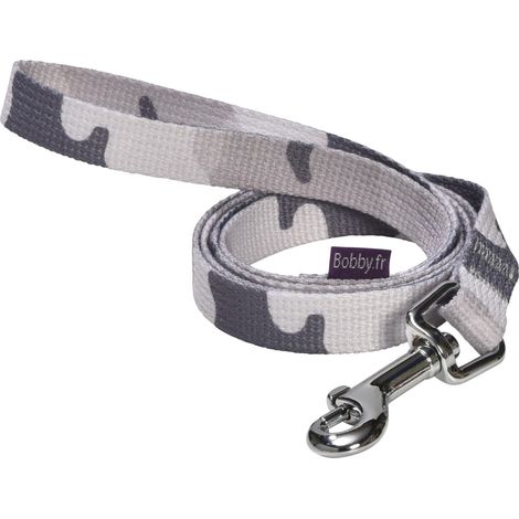 Laisse 100 cm pour Chiens de Taille M avec Crochet Mousqueton de sécurité en métal résistant, Couleur Camouflage Gris (1/3)