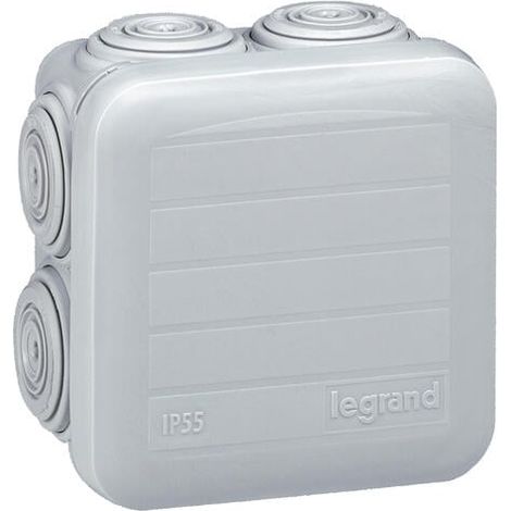 LEGRAND 092005 Caja plexo cuadrada con 7 conos IP55/IK07 65x65x40mm con tapa opaca a presión fabricada en termoplástico color