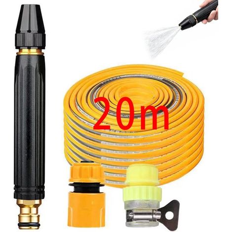 Pistolet à eau haute pression pour le lavage de voiture - tuyau d'arrosage de 20 mètres - avec raccord en plastique - canon à eau réglable (1/5)