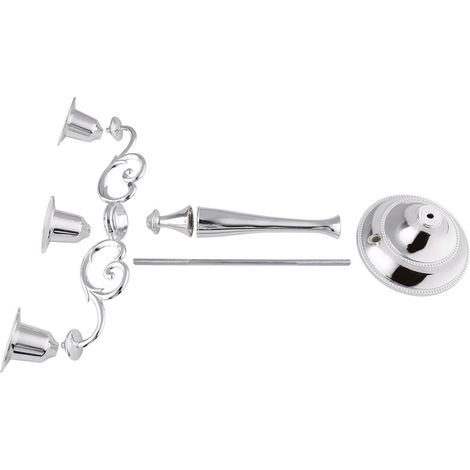Porte-bougies métallique 3 bras, candélabre style européen pour mariage, décoration intérieure, bougeoir argenté, lot de foyer. (1/3)