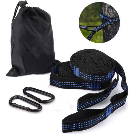 Hängematten-Befestigungsset, Baumschaukel-Set, 2,8 m x 2,5 cm, max. 500 kg, 14 Schlaufen, 2 Karabinerhaken, für Camping, Wandern, Outdoor-Aktivitäten und Reisen (1/5)