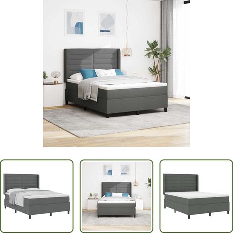vidaXL Stoffbett - Boxspringbett mit Matratze Dunkelgrau 200 x 140 cm Stoff (1/5)