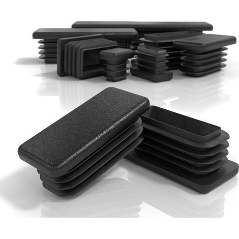 60x30 mm Klingenstopfen für Vierkantrohre, rechteckige PE-Endkappen, für Metallrohre, Stühle, Sofas, Tische und Regale, 20 Stück.