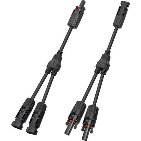 Câble parallèle pour panneau solaire en Y - 30 A - Étanche - 2 vers 1 - Câble adaptateur mâle femelle - 1 paire pour connexion parallèle (1/5)