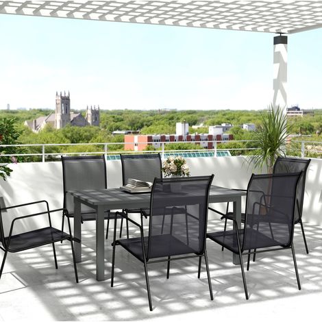 Mesa comedor extensible aluminio gris terraza jardín HAVRYA (1/5)