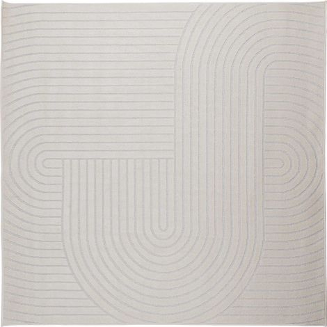 Tapis de surface Carré PALMERAS Crème 120 x 120 cm Polyester