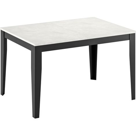 Tavolo Allungabile Big 130-290 cm con Top in Melaminico Cemento Bianco e Gambe in Metallo Nero - Arredo Design Moderno e Versatile (1/4)