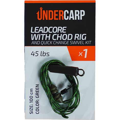 Leadcore mit Chod-Rig und Schnellwechselwirbel-Set, 45 lbs / 100 cm, grün (1/2)
