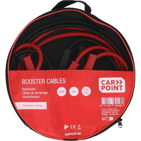 CABLES DE DEMARRAGE 300A 3M 12/24V (PINCES ISOLEES & POIGNEES) CARPOINT
