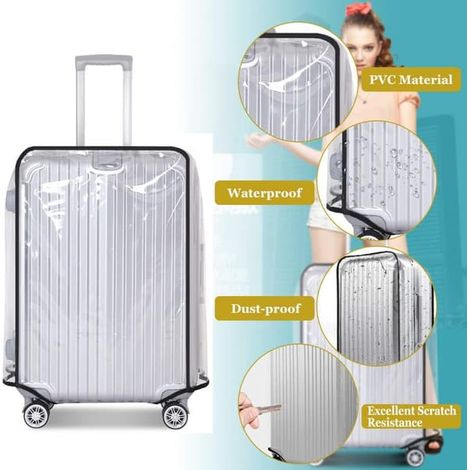 2 st PVC genomskinlig resväskeöverdrag skyddande överdrag for 26\" resväska transparent bagageöverdrag vattentätt resväsköverdrag bagage skyddande ... (1/2)