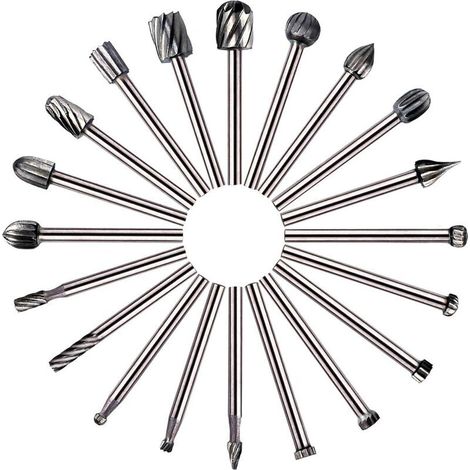 20 HSS milling bits for rotary tools, ideal for Dremel and other DIY accessories, for woodworking and engraving. (1/4)