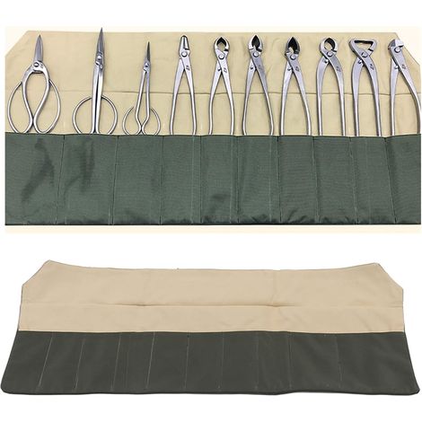 Bonsai Tool Storage Bag, 10 Slots in Tool Bag for Bonsai, Waterproof Canvas, Multifunctional Tool Package Rolling Bag for Indoor Outdoor Gardening (1/5)
