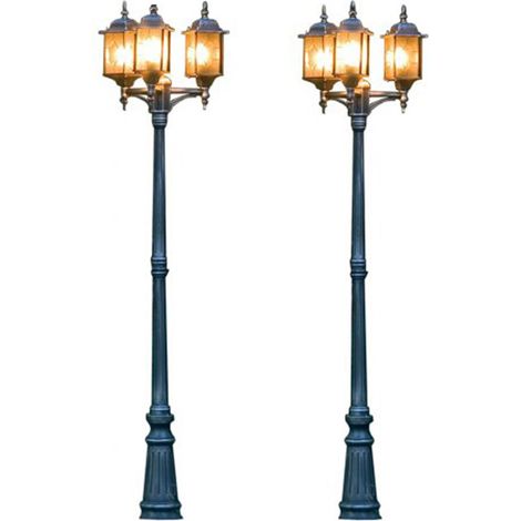 2er Set Straßenlaterne Kandelaber MILANO 230cm, Alu schwarz-silber, Bleikristall (1/5)