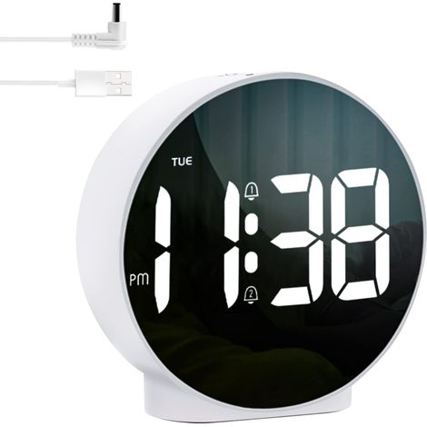 LED-Digitalwecker, kompakter Nachttischwecker, elektrischer Wecker mit Doppelalarm, manueller Dimmfunktion, Schlummerspeicherfunktion und 3 Modi (1/5)