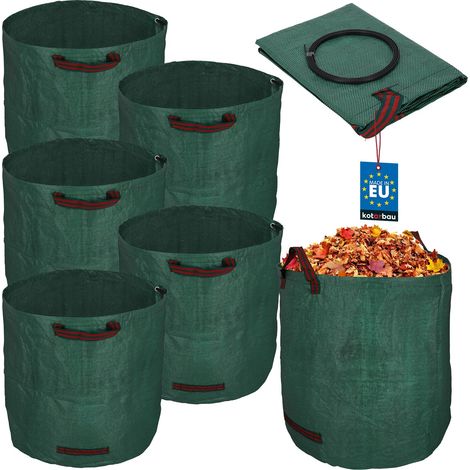 Cesto da giardino per foglie ed erba, rotondo, pieghevole, 270 L, set da 5
