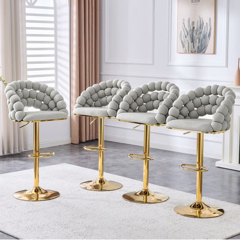 sedia seduta regolabile 65 112 cm velluto grigio metallo OKMYHOME (1/5)