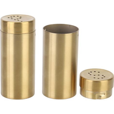 Set mit 2 goldfarbenen Edelstahl-Gewürzdosen für Salz und Zucker, 90 ml, 37 x 87 mm (1/5)
