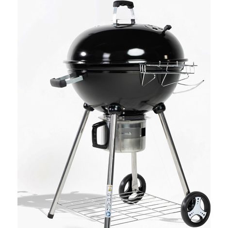 1 Barbecue Charbon De Bois 57 Cm Couvercle Grille Centre Amovible Pieds Roues Jardin (1/5)