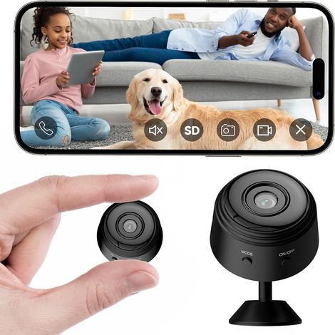 Caméra de sécurité WiFi sans Fil extérieure intérieur 1080P Détection de mouvement, vision nocturne, alarme - Mini caméra intérieure pour maison, jardin, bureau (1/5)
