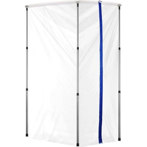 Poteaux de Barrière Anti-Poussière, 304,8 cm, Système avec 4 Poteaux Télescopiques, Fermeture Magnétique, Sac de Transport et Film Plastique 999,7x399,9 cm, pour Décoration Intérieure et Peinture (1/5)