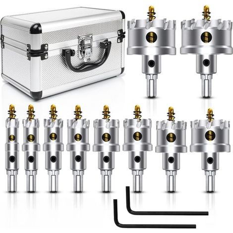 Kit 10 Frese a Tazza TCT 16-53mm Seghe per Metallo Acciaio Legno con Punte (1/5)