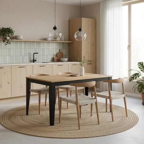 Moon, Tavolo allungabile con top in Melaminico Rovere (90cm X 156/316cm H. 76cm) Made in Italy  Duzzle (1/5)