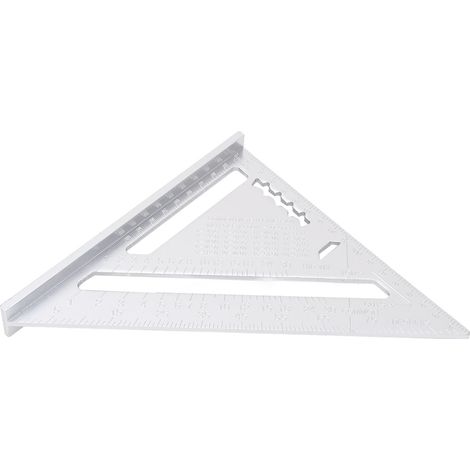 Équerre triangulaire – Aluminium – Argent – Double graduation – Rapporteur – Guide de coupe – Précis – Durable – Polyvalent (1/4)
