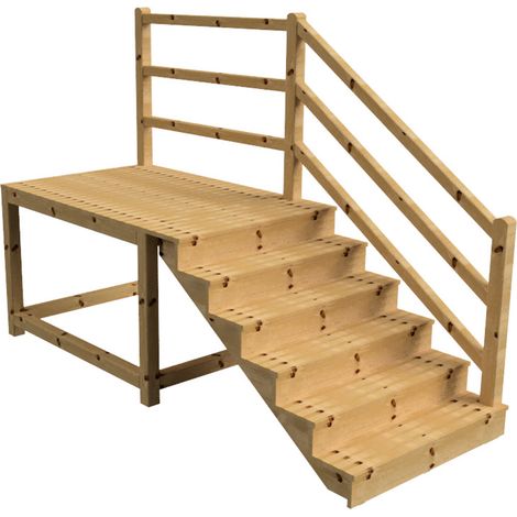 MILANO Außentreppe 6 geschlossene Stufen H105 cm - Podest L189 x B120 cm - Treppengeländer rechts - Podestgeländer rechts