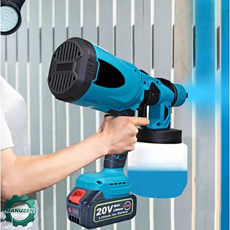 Manuzen - Pistolet à peinture sans fil HVLP — batterie incluse — Bleu (1/4)