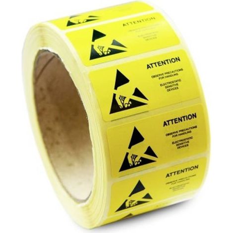 Antistat Etichetta ESD 1000 pz. Giallo (L x L) 50 mm x 25 mm 055-0002 Autoadesivo