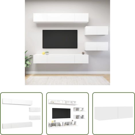 vidaXL Schrankset - 6-tlg. TV-Schrank-Set Weiß Holzwerkstoff (1/5)