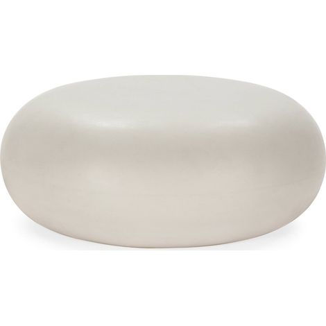 Table basse ronde effet ciment blanc style contemporain épuré - blanc minéral effet ciment