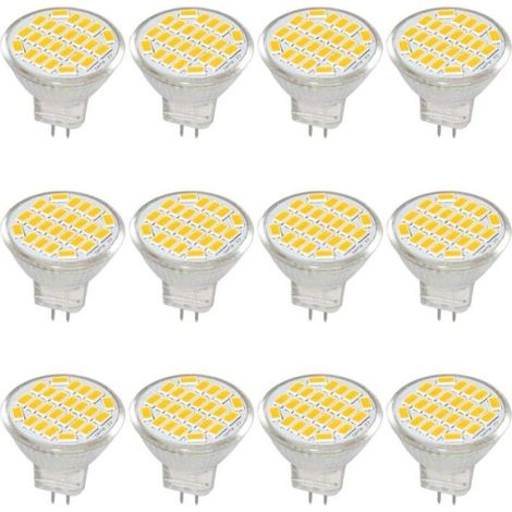 MR11 GU4 Ampoule LED 3W DC/AC 10-30V, équivalent 30W halogène, Blanc chaud 3000K, Lot de 12 (1/5)